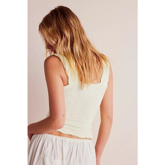 INTIMATELY NEW Free People Love Letter Cami Ivory Cropped Top Women's M-L - Picture 3 of 11